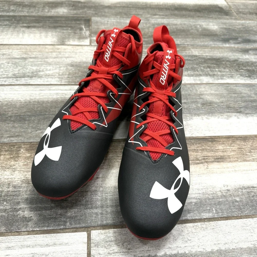 Under Armour‎ Nitro Mid SMS Sample Red Football Cleats 1269717-061 Sz 13 New